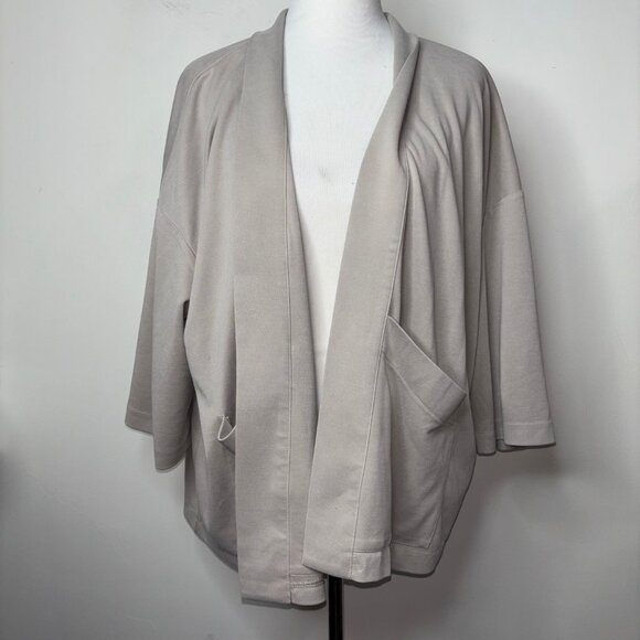 Pure Jill Cardigan Women's L Sand Washed J. Jill Beige Open Front Lagenlook NEW - Picture 3 of 9